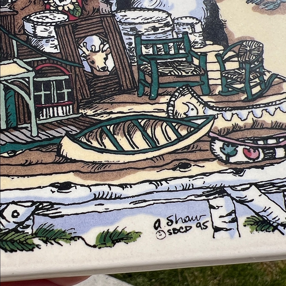 VTG Santa Barbara Ceramic Studio Crafted Tile Wall Art Clock Dog Country Cabin - Picture 3 of 10
